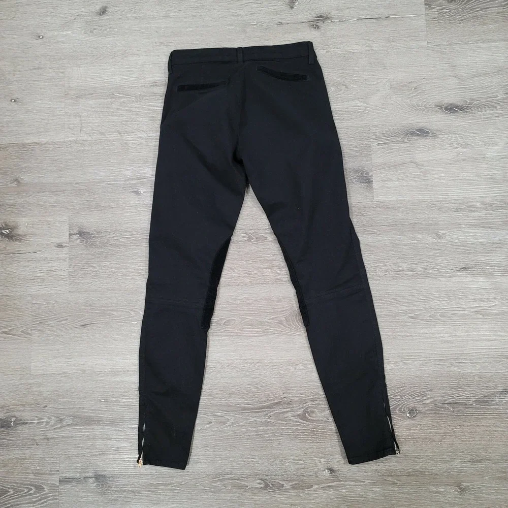 J Brand 27 Black Denim Jodhpur Skinny Jeans Ankle Zip Knee Patch‎ Equestrian